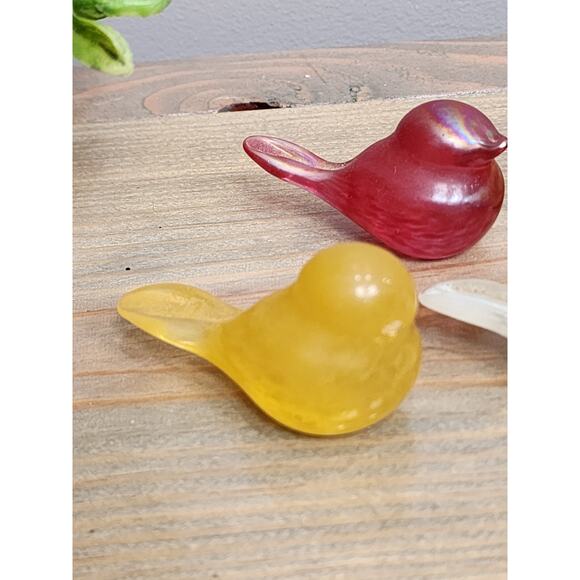 Iridescent Carnival Art Glass Bird Figurine Miniature Lot Of 5 - Picture 4 of 10